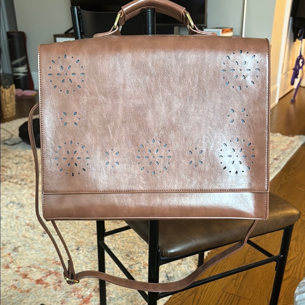Brown Leather Cutout Satchel